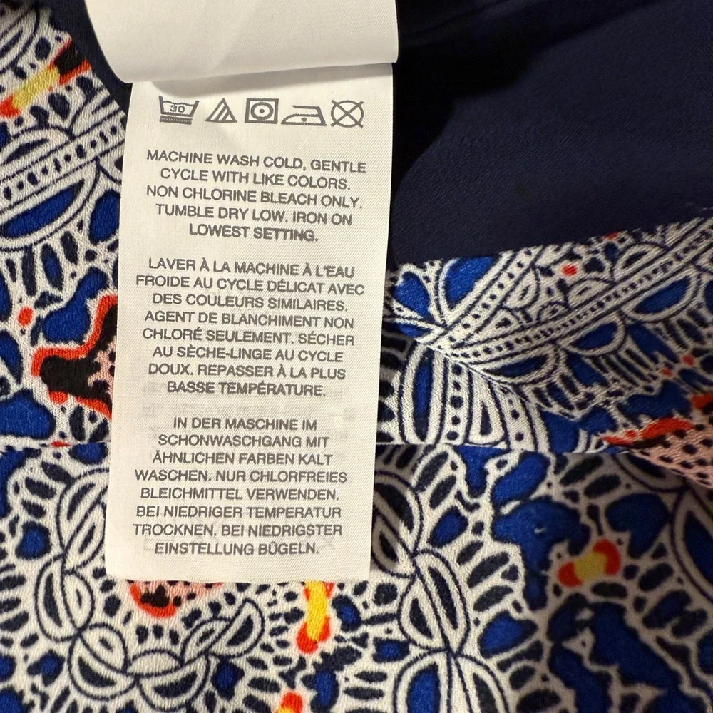 J. CREW Small Caftan Top/Swim Cover-up Navy Paisley Resortwear Vacation Like New